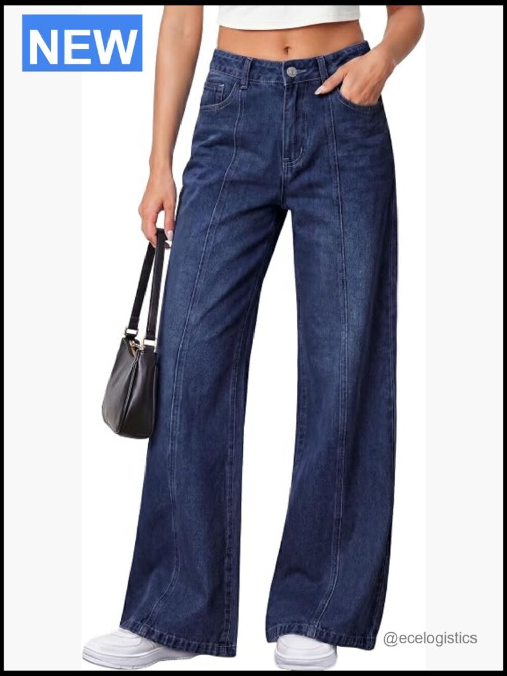 Women's High Waisted Stretchy Baggy Wide Leg Denim Palazzo Pants